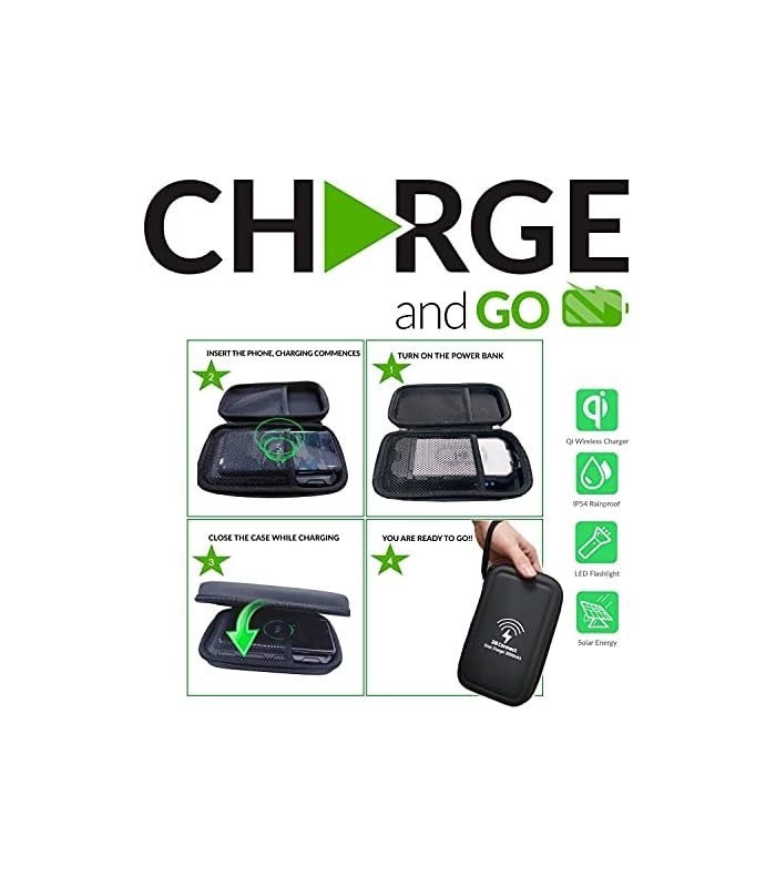 Carregador solar Power Bank 36000mAh - Carregador de telefone sem fio Qi com USB duplo e porta tipo C - Carregamento rápido Powe