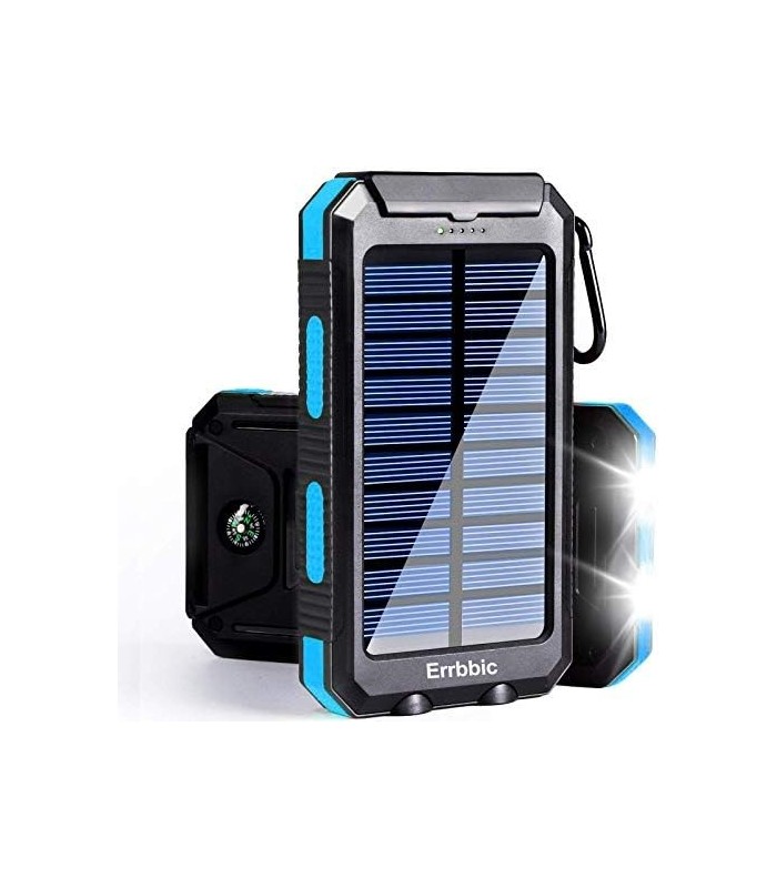 ERRBBIC Solar Power Bank Carregador Portátil 20000mAh Carregador de Backup de Bateria À Prova Dø Água Carregador de Painel Solar