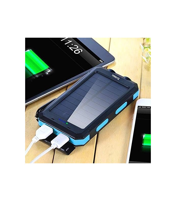ERRBBIC Solar Power Bank Carregador Portátil 20000mAh Carregador de Backup de Bateria À Prova Dø Água Carregador de Painel Solar
