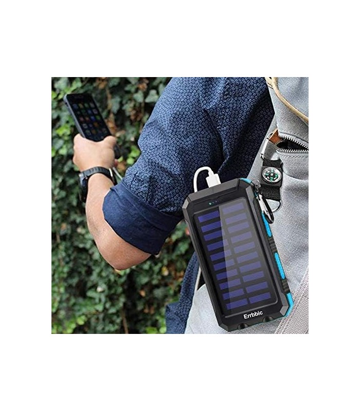 ERRBBIC Solar Power Bank Carregador Portátil 20000mAh Carregador de Backup de Bateria À Prova Dø Água Carregador de Painel Solar