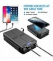 Carregador solar 38800mAh Banco de energia solar com saídas duplas 5V3.1A 10W Qi Carregador sem fio à prova døágua Painel solar