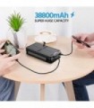 Carregador solar 38800mAh Banco de energia solar com saídas duplas 5V3.1A 10W Qi Carregador sem fio à prova døágua Painel solar