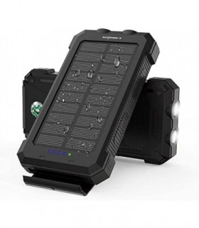 X-DRAGON Solar Power Bank 24000mAh Bateria externa Carregador portátil, saída dupla de 5V USB, bússola dupla integrada, carregam