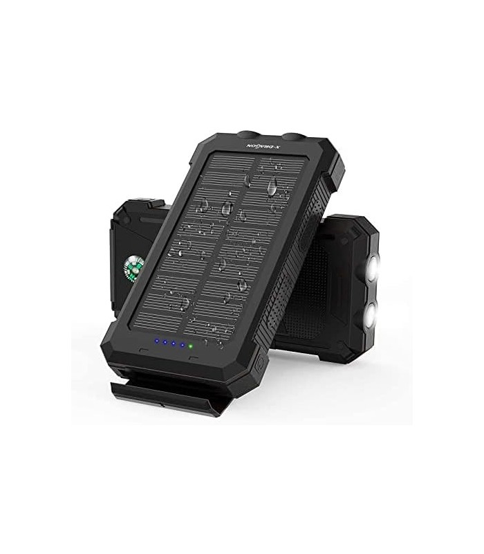 X-DRAGON Solar Power Bank 24000mAh Bateria externa Carregador portátil, saída dupla de 5V USB, bússola dupla integrada, carregam