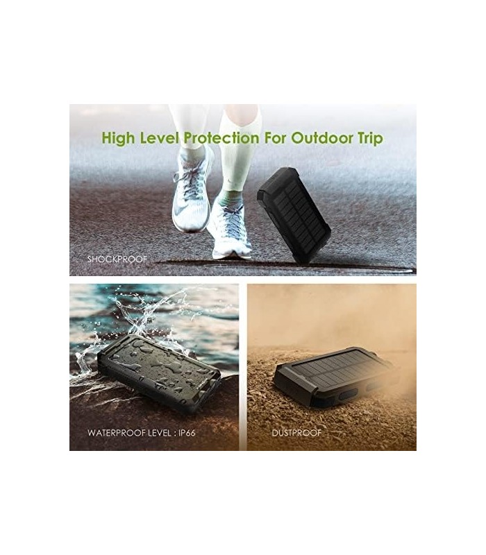X-DRAGON Solar Power Bank 24000mAh Bateria externa Carregador portátil, saída dupla de 5V USB, bússola dupla integrada, carregam