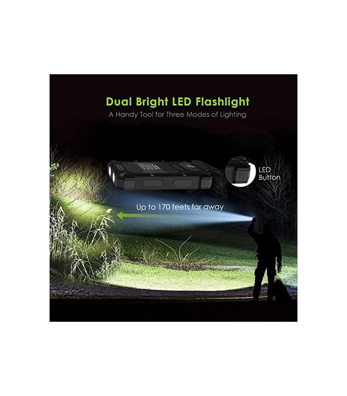 X-DRAGON Solar Power Bank 24000mAh Bateria externa Carregador portátil, saída dupla de 5V USB, bússola dupla integrada, carregam