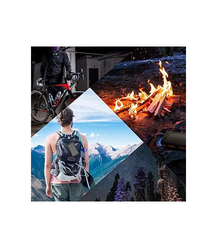 X-DRAGON Solar Power Bank 24000mAh Bateria externa Carregador portátil, saída dupla de 5V USB, bússola dupla integrada, carregam