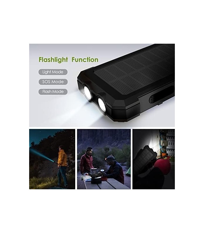 X-DRAGON Solar Power Bank 24000mAh Bateria externa Carregador portátil, saída dupla de 5V USB, bússola dupla integrada, carregam