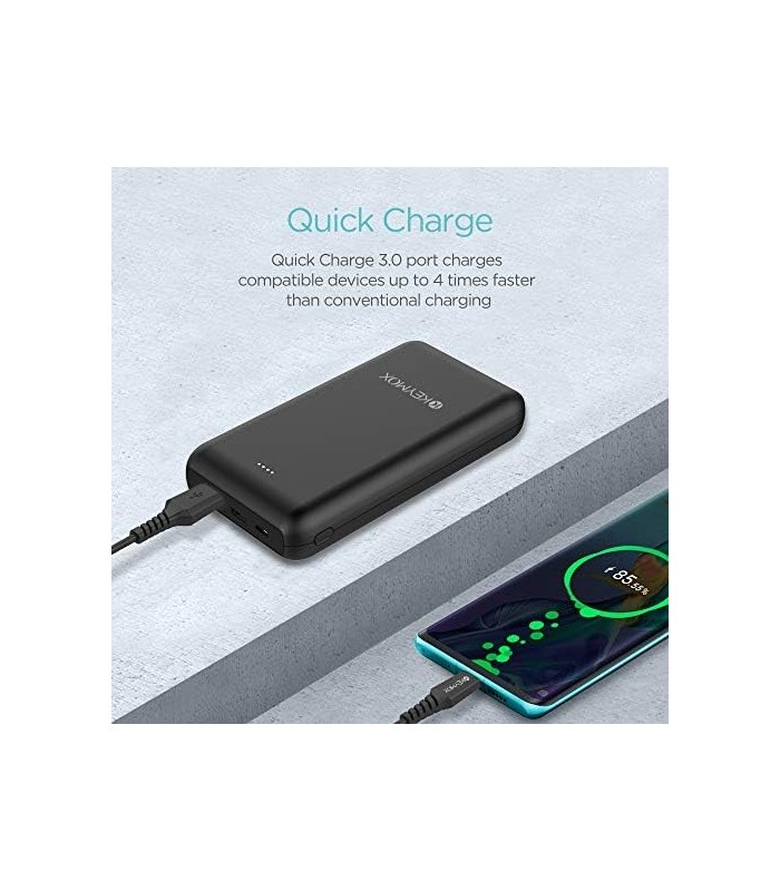Carregador portátil, KEYMOX 20000mAh Power Bank com tecnologia Quick Charge 3.0 e fornecimento de energia USB-C de 18 W, bateria