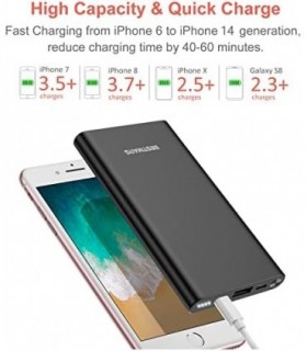 PD 3.0 18W Carregamento rápido Power Bank QC Carregador portátil Velocidade 10000mAh Bateria de backup USB-C rápida Compatível c