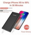 PD 3.0 18W Carregamento rápido Power Bank QC Carregador portátil Velocidade 10000mAh Bateria de backup USB-C rápida Compatível c