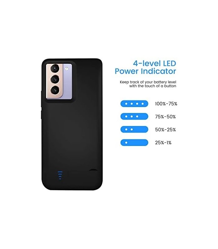 Estojo para Bateria Galaxy S21 Plus, Estojo de Carregamento de Bateria Recarregável de 5000mAh para Samsung Galaxy S21 Plus 6.7,