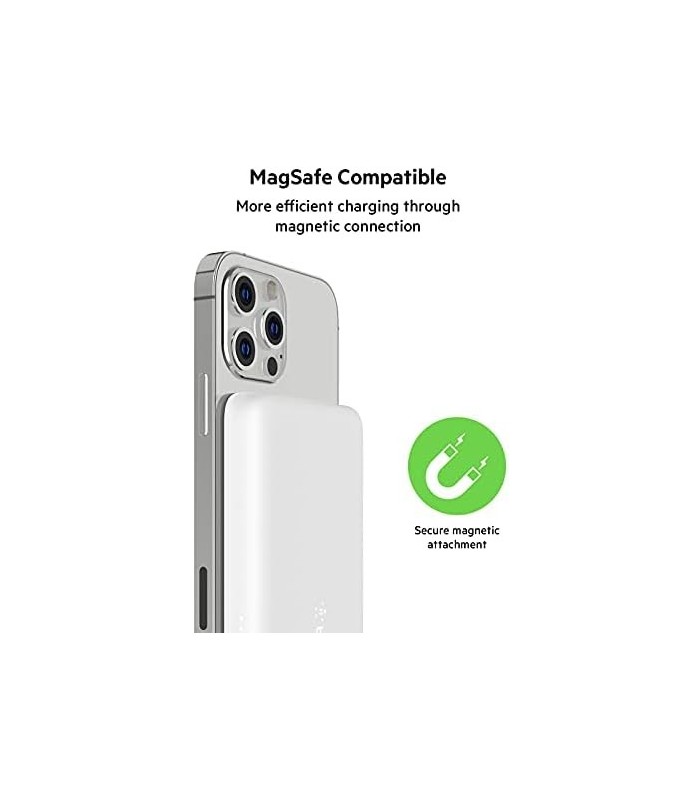 Belkin Wireless Power Bank compatível com carregamento sem fio de 7,5 W - banco de carregamento magnético portátil - compatível
