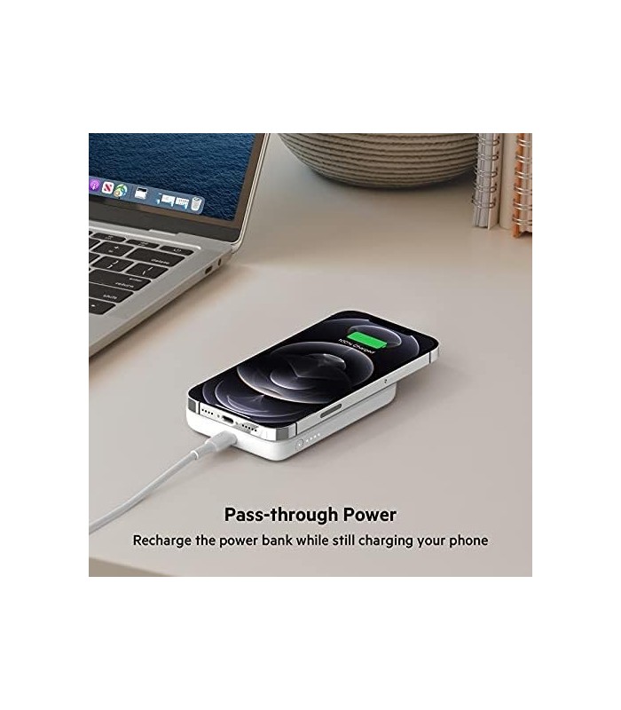 Belkin Wireless Power Bank compatível com carregamento sem fio de 7,5 W - banco de carregamento magnético portátil - compatível