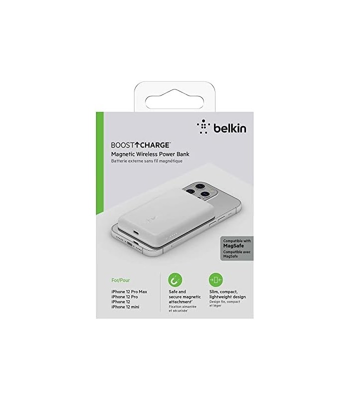 Belkin Wireless Power Bank compatível com carregamento sem fio de 7,5 W - banco de carregamento magnético portátil - compatível