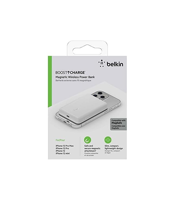 Belkin Wireless Power Bank compatível com carregamento sem fio de 7,5 W - banco de carregamento magnético portátil - compatível