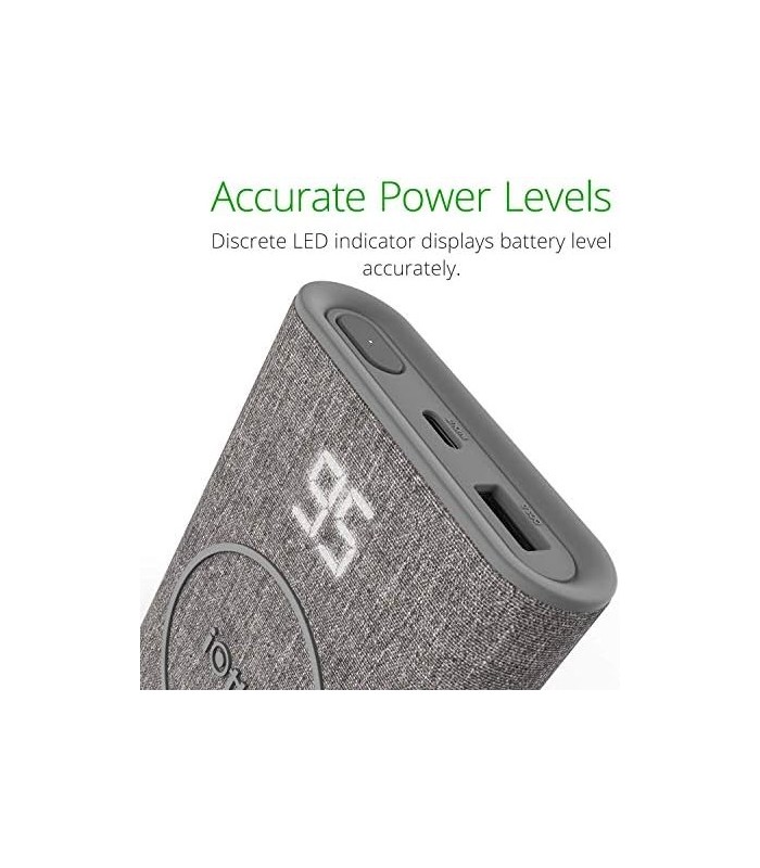 iOttie iON Wireless Go Power Bank Carregador Portátil | Carregamento sem fio Qi 10000mAH || Cinzas