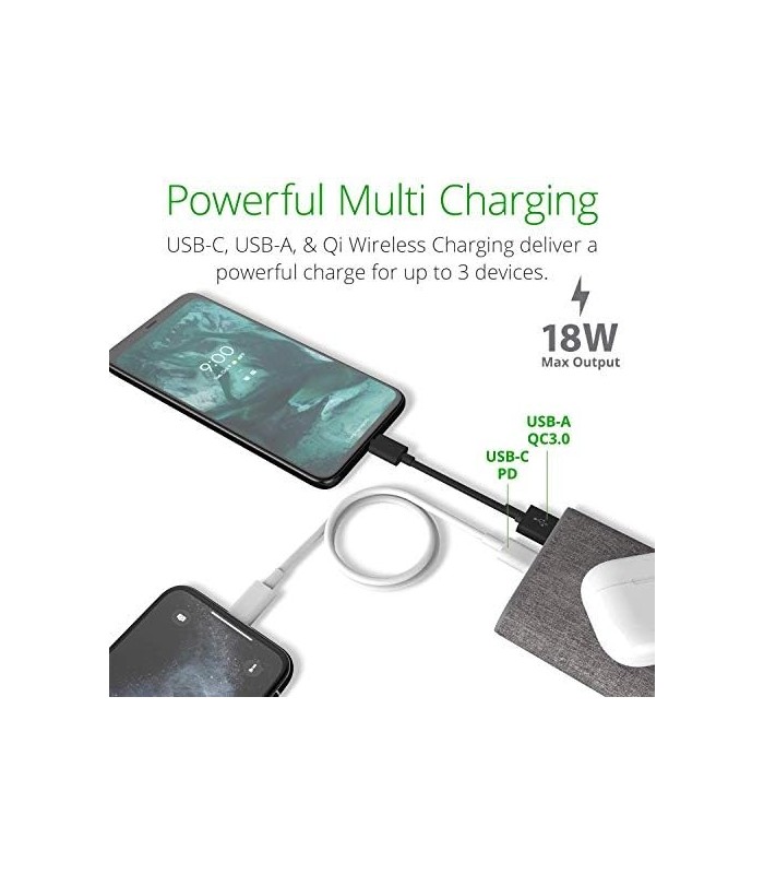 iOttie iON Wireless Go Power Bank Carregador Portátil | Carregamento sem fio Qi 10000mAH || Cinzas