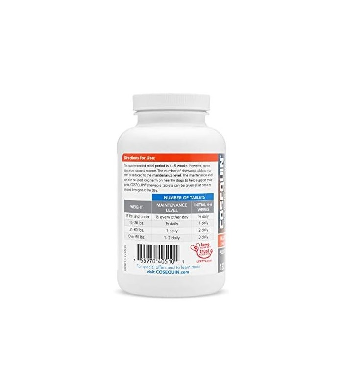 Nutramax Cosequin Suplemento para saúde das articulações de força máxima para cães - Com glucosamina, condroitina e MSM, 132 com