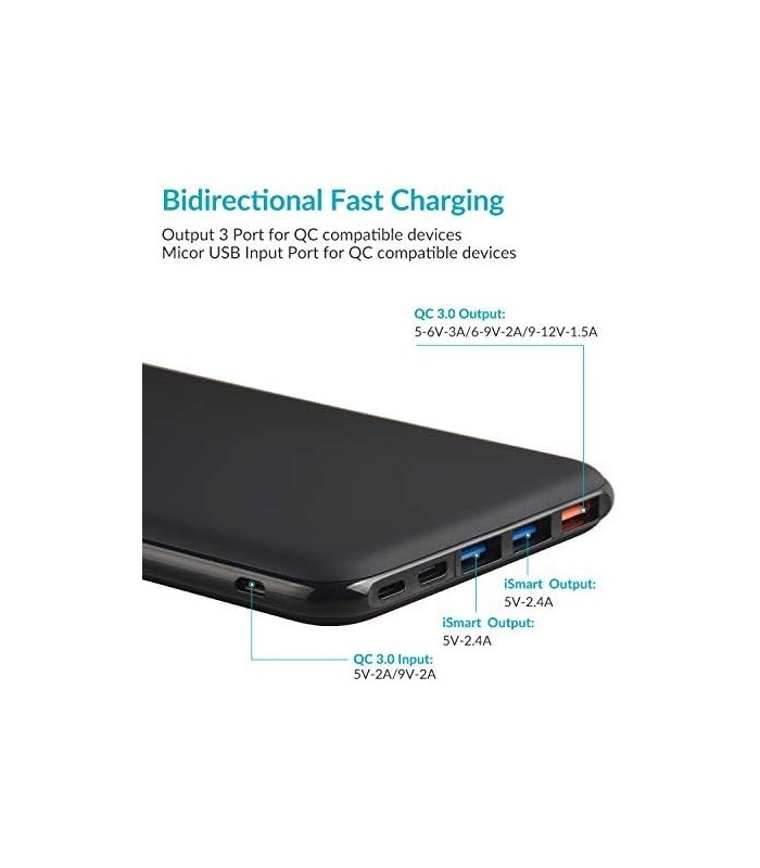 Charmast Power Delivery Power Bank 26800mAh, PD Power Bank, 18W USB C Carregador Portátil Carregamento Rápido 3.0 Bateria Compat