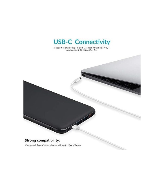 Charmast Power Delivery Power Bank 26800mAh, PD Power Bank, 18W USB C Carregador Portátil Carregamento Rápido 3.0 Bateria Compat