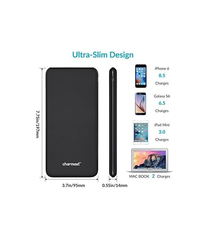 Charmast Power Delivery Power Bank 26800mAh, PD Power Bank, 18W USB C Carregador Portátil Carregamento Rápido 3.0 Bateria Compat