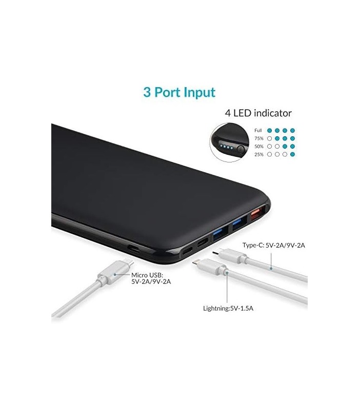 Charmast Power Delivery Power Bank 26800mAh, PD Power Bank, 18W USB C Carregador Portátil Carregamento Rápido 3.0 Bateria Compat