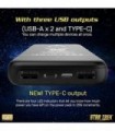 Carregador de telefone Star Trek | Banco de energia compacto de 10.000 mAh com logotipo de comando TOS, 3 saídas USB, 2.1A e 1A,