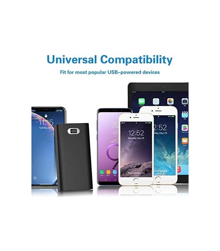 Carregador Portátil Mais Seguro 30000mAh, Bateria Externa Power Bank de 12W com Visor LCD Portas de Entrada Tripla e Saída Dupla