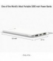 Attom Tech Triple USB Outputs Super Slim Power Bank Ultra Thin, 5000mAh Mini Carregador Portátil Bateria de Telefone Externo Tom