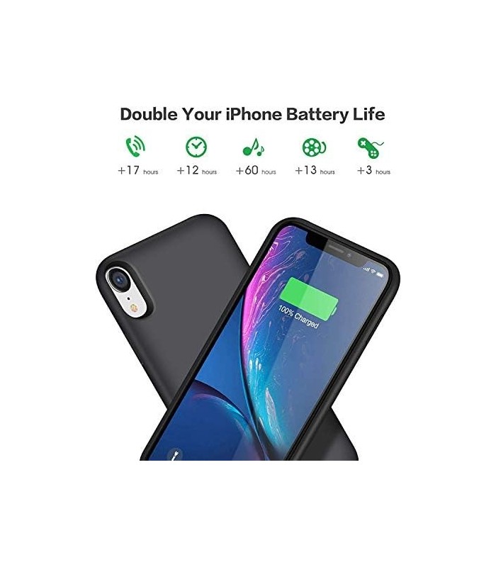 Capa de Bateria QTshine para iPhone XR, Mais Recente [6800mAh] Capa Protetora de Carregamento Portátil Recarregável Estendida Ba