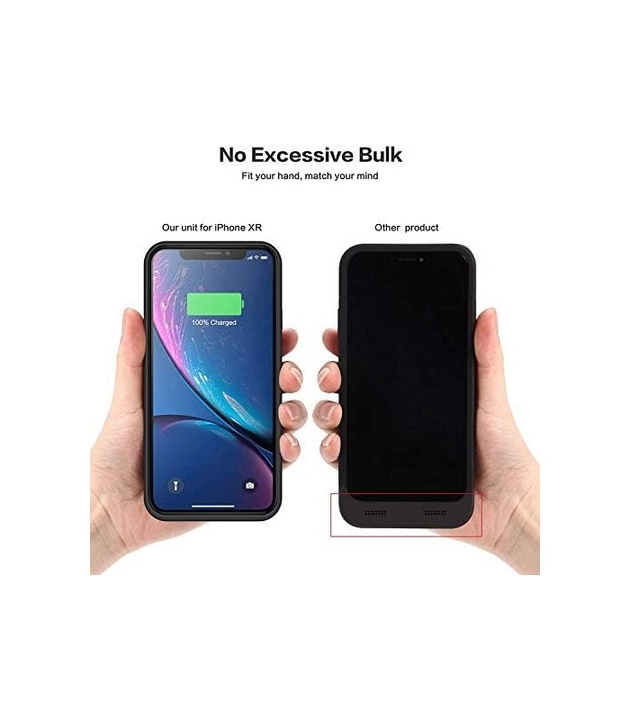 Capa de Bateria QTshine para iPhone XR, Mais Recente [6800mAh] Capa Protetora de Carregamento Portátil Recarregável Estendida Ba