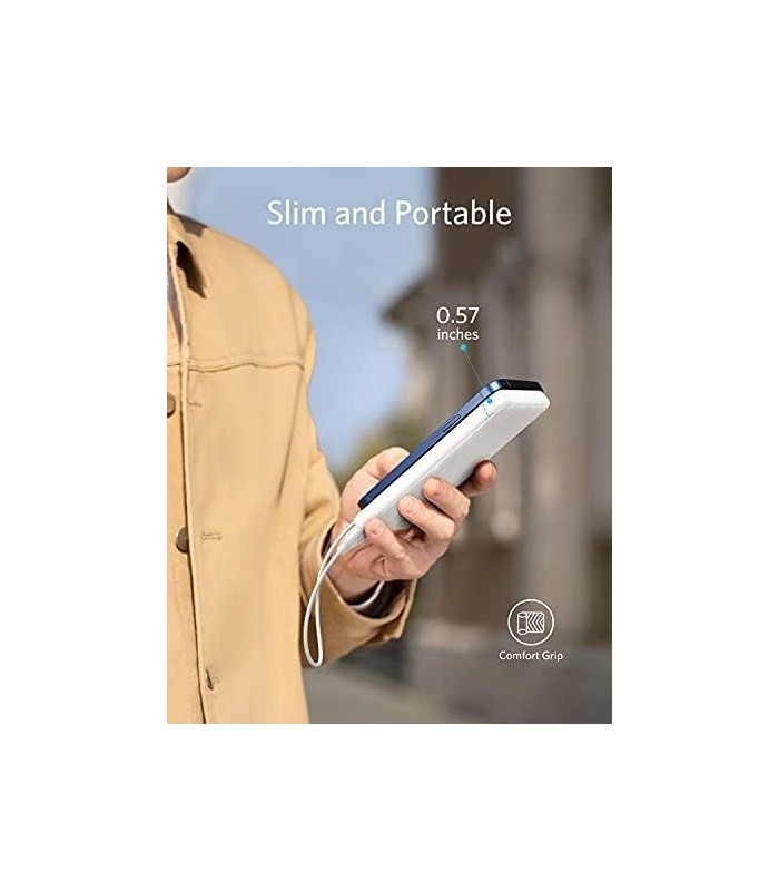 Carregador Portátil Anker, 313 Power Bank (PowerCore Slim 10K) Bateria de 10.000 mAh com Tecnologia de Carregamento PowerIQ e US