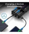 Power Bank 20000mAh, Carregador Portátil de 12W com Cabos Embutidos, 4 Saídas 2 Entradas e Ultra Capacidade Bateria Externa Mais
