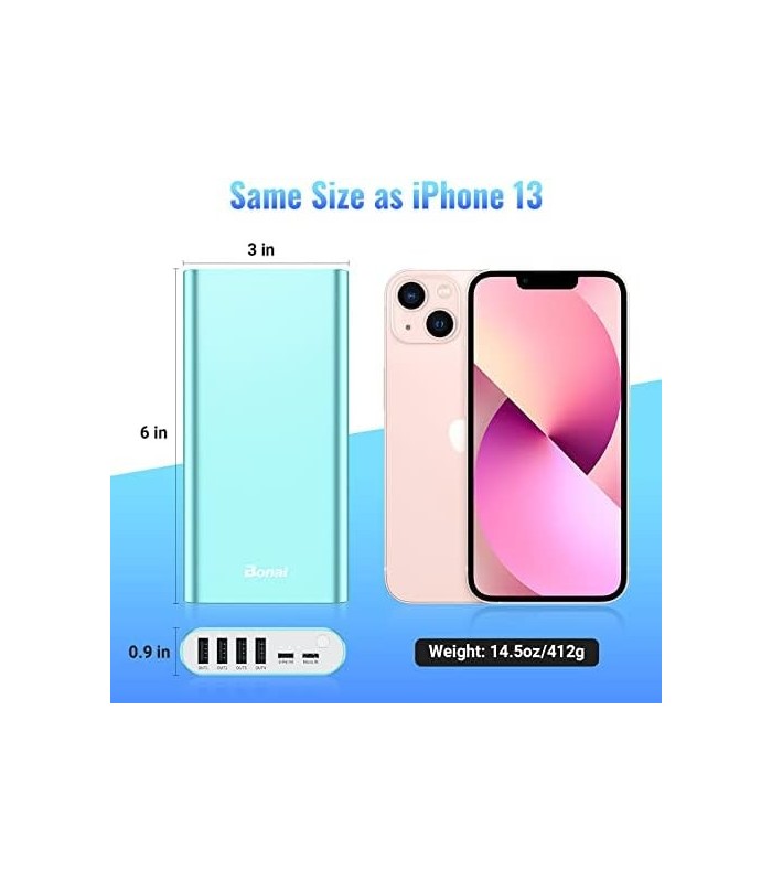 Carregador Portátil BONAI 20000mAh Banco de Potência 2.0A Max Input 4 USB Output, Alumínio Polímero Bateria Externa para Road Tr