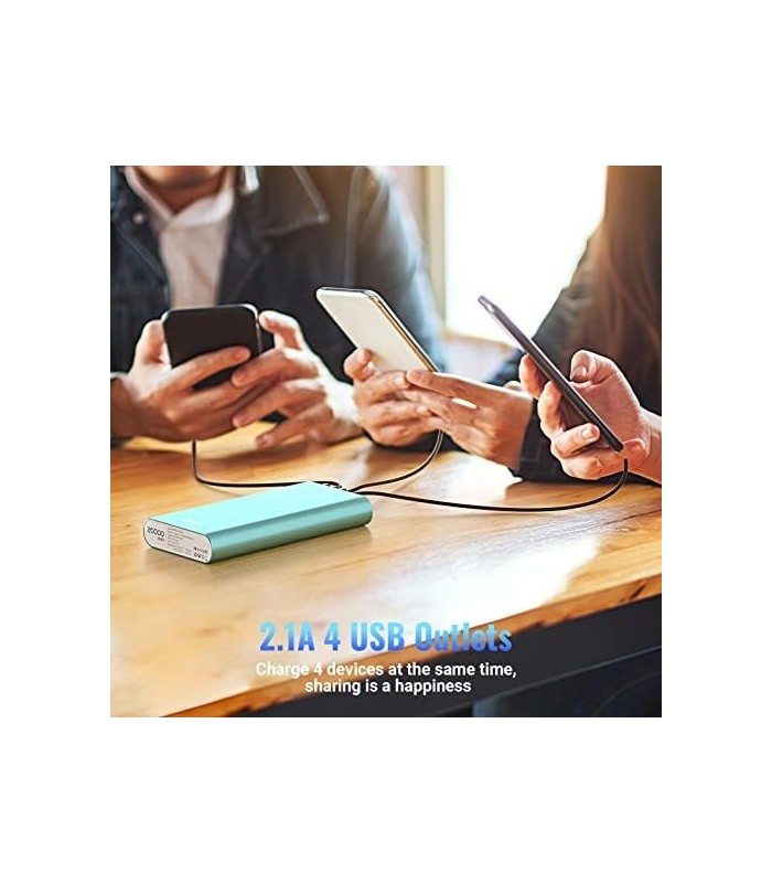 Carregador Portátil BONAI 20000mAh Banco de Potência 2.0A Max Input 4 USB Output, Alumínio Polímero Bateria Externa para Road Tr