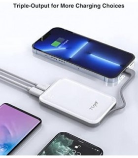 TG90° 4500mah Mini Carregador Portátil com Cabo Embutido, Carregador de Celular Portátil Pequeno Power Bank Compatível com iPhon