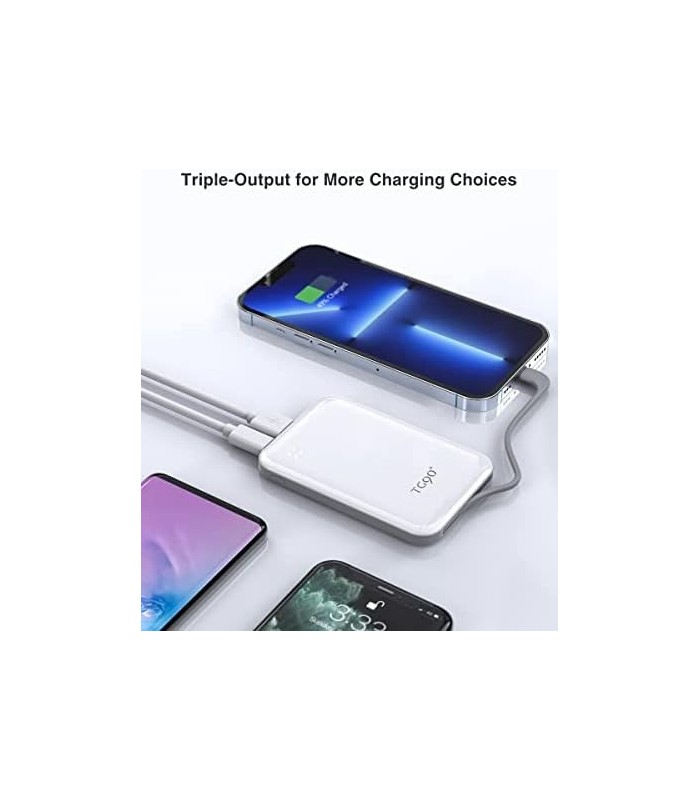 TG90° 4500mah Mini Carregador Portátil com Cabo Embutido, Carregador de Celular Portátil Pequeno Power Bank Compatível com iPhon