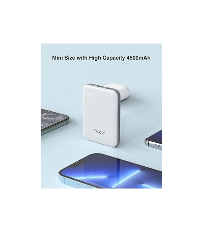 TG90° 4500mah Mini Carregador Portátil com Cabo Embutido, Carregador de Celular Portátil Pequeno Power Bank Compatível com iPhon