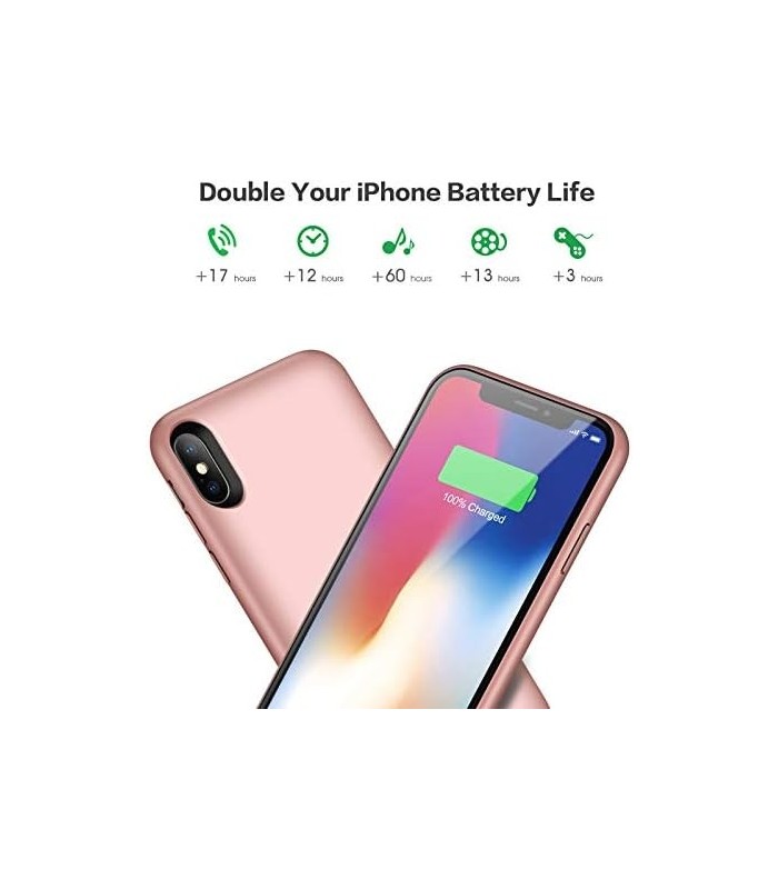 Capa de Bateria QTshine para iPhone Mais Recente [6500mAh] Capa Protetora de Carregamento Portátil Pacote de Bateria Estendida R