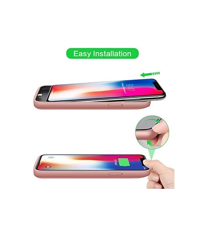 Capa de Bateria QTshine para iPhone Mais Recente [6500mAh] Capa Protetora de Carregamento Portátil Pacote de Bateria Estendida R