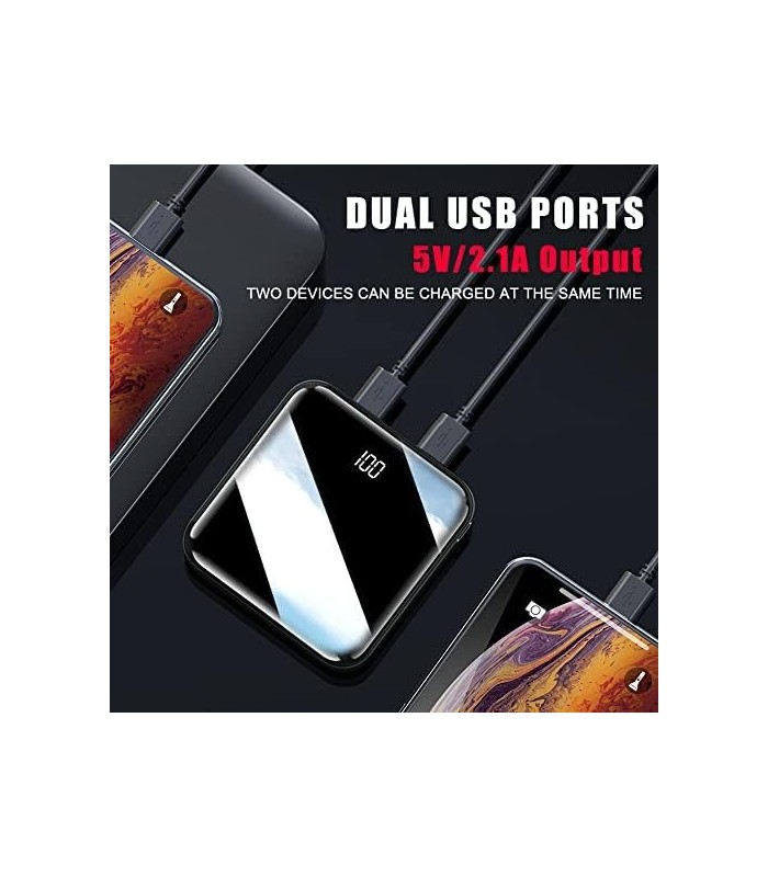 OYEALEX Power Bank, Carregador Portátil 10000mAh Power Bank com LED Dual USB Ports Saída 2.1A e Entrada 2A, Mini Bateria Externa