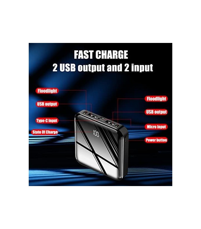 OYEALEX Power Bank, Carregador Portátil 10000mAh Power Bank com LED Dual USB Ports Saída 2.1A e Entrada 2A, Mini Bateria Externa