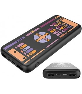 Carregador de telefone Star Trek | Banco de energia de 10.000 mAh de tamanho de bolso fino com TNG LCARS 3 saídas USB, 2.1A e 1A