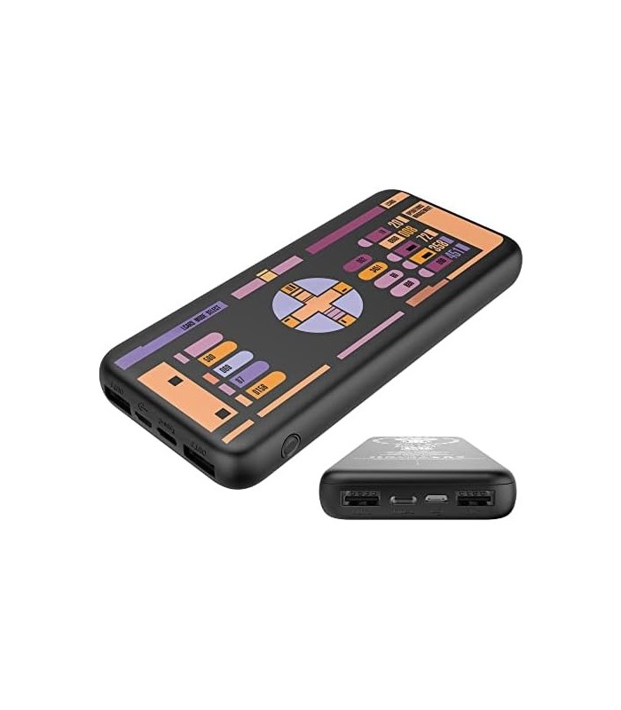 Carregador de telefone Star Trek | Banco de energia de 10.000 mAh de tamanho de bolso fino com TNG LCARS 3 saídas USB, 2.1A e 1A