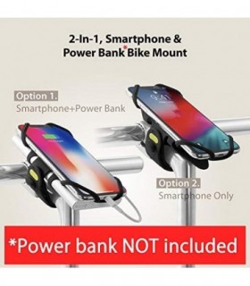 Bone Collection Telefone 2 em 1 e Power Bank (não incl.) Suporte para haste, suporte para telefone de bicicleta compatível com F
