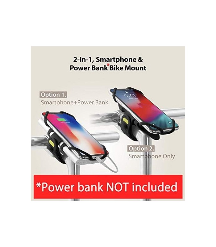 Bone Collection Telefone 2 em 1 e Power Bank (não incl.) Suporte para haste, suporte para telefone de bicicleta compatível com F