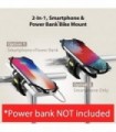 Bone Collection Telefone 2 em 1 e Power Bank (não incl.) Suporte para haste, suporte para telefone de bicicleta compatível com F