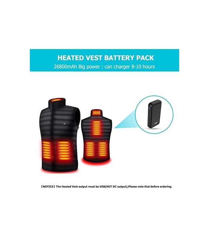 CHHID Display LCD Carregador Portátil Power Bank, Dual USB 26800mAh Carregador de Telefone, 5V 2A Bateria para Colete Aquecido,