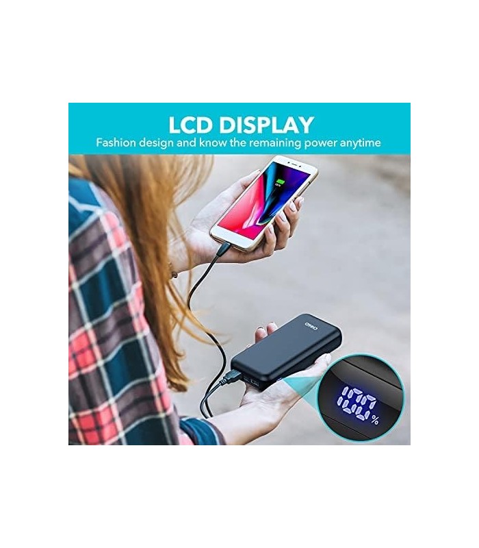 CHHID Display LCD Carregador Portátil Power Bank, Dual USB 26800mAh Carregador de Telefone, 5V 2A Bateria para Colete Aquecido,